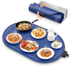 Food Warming Mat for Table & Buffet, Fast Heating Serving Tray with Adjustable Temperature & Timer, F…