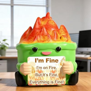TTDOM Dumpster Fire Desk Accessories Encouragement Gifts with 4 Interchangeable Positive Cards Fu…