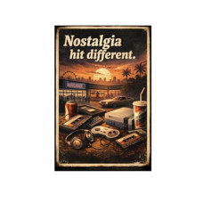 Nostalgia Hit Different Metal Tin Sign, 8x12 Inch Vintage Retro Art, 80s 90s Arcade & Gaming Decor, Re…