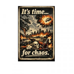 It's Time for Chaos Metal Tin Sign, 8x12 Inch Vintage Retro Art, Explosive Action Graphic, Funny Dis…