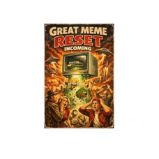 Great Meme Reset Incoming Metal Sign - 8x12 Inch Vintage Tin Plaque Featuring Meme Icons & Alien Invas…