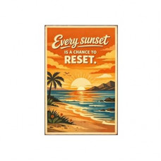 Every Sunset Is Chance Reset Tin Sign Inspirational Quote Metal Wall Decor Vintage Beach Sunrise Ocean Lands…