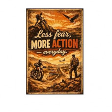 Less Fear More Action Everyday Tin Sign Inspirational Quote Metal Wall Decor Vintage Adventure Sunset Ar…
