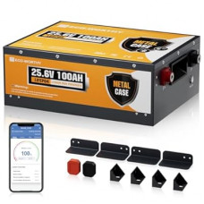 ECO-WORTHY 24V 100Ah Metal Case LiFePO4 Lithium Battery with BT 5.1,Home Backup Power,Stackable…