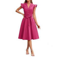 GRACE KARIN Womens Summer Midi Dress 2026 Flutter Short Sleeve Business Casual Dress Button Down…