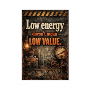 Low Energy Doesnt Mean Low Value Tin Sign Inspirational Quote Industrial Metal Wall Decor Rustic F…