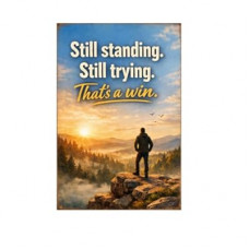 Still Standing Still Trying That’s A Win Tin Sign Vintage Inspirational Quote Metal Wall Decor Scenic Mountain…
