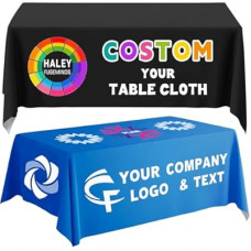 Custom Table Cloth with Business Logo 4/5/6/8/10FT Personalized Tablecloth with Text Image Custom…