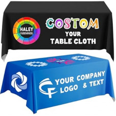 Custom Table Cloth with Business Logo 4/5/6/8/10FT Personalized Tablecloth with Text Image Custom…
