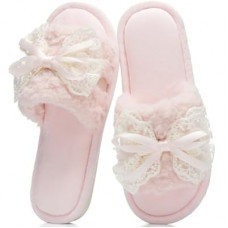 GOEWY Women's Open Toe Memory Foam Slippers - Cute Fuzzy House Shoes with Lace Bow, Soft Plush Sli…