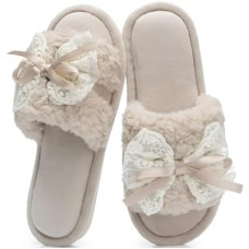 GOEWY Women's Open Toe Memory Foam Slippers - Cute Fuzzy House Shoes with Lace Bow, Soft Plush Sli…