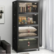 VNVTO Stackable Storage Bins with Lids, Collapsible Storage Boxes, Foldable Plastic Storage Drawers fo…