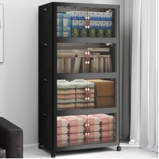 VNVTO Stackable Storage Bins with Lids, Collapsible Storage Boxes, Foldable Plastic Storage Drawers fo…