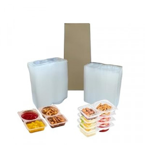 50-Pack Snack Containers with Lids, Disposable Double Compartment Sauce Cups, Portable Plastic Boxes f…