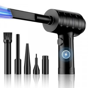 Compressed Air Duster - 51,000 RPM, 3 Adjustable Gears, 5 Nozzle Attachments, Type-C USB Recharge…