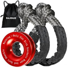 DAJOUJS Synthetic Soft Shackle Rope 1/2 Inch x 22 Inch Gray Recovery Tow Shackles with Red Re…